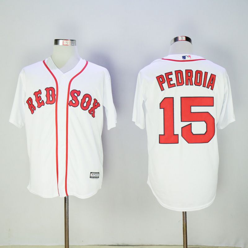 Men Boston Red Sox #15 Pedroia White Game MLB Jerseys->boston red sox->MLB Jersey